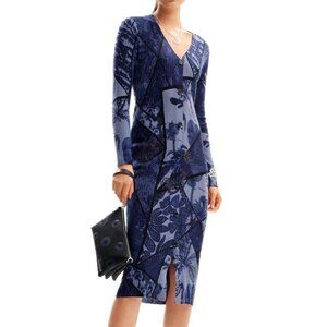 Desigual Flat Knit Long Sleeve Midi Dress